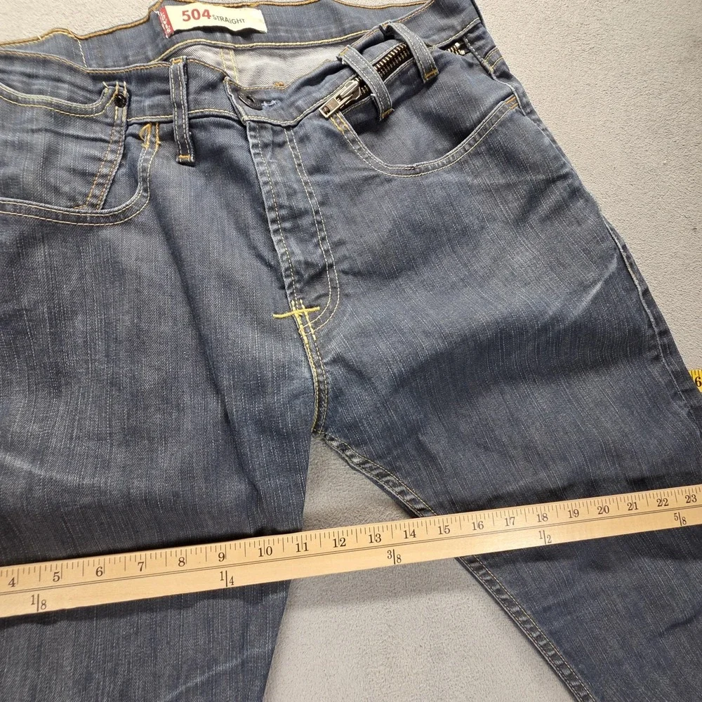 Vintage Levis 504 Jeans Mens Blue‎ Straight Engineered Altered Hem Fits 36x31